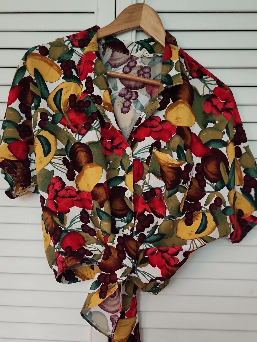 Anna Multicolor Tropical Fruit Print Button-Down Shirt